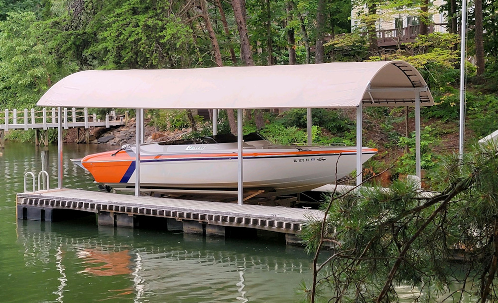 SlipSki Dorado Boat Dock Cover on Lake Norman North Carolina